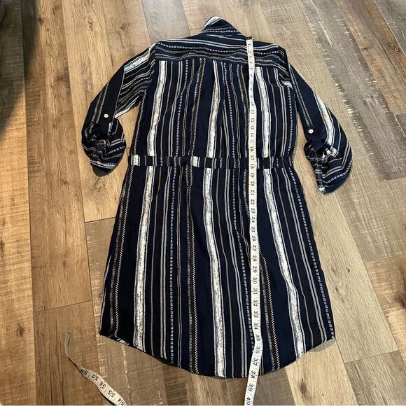 Veronica M Navy Striped Shirtdress - Picture 5 of 9